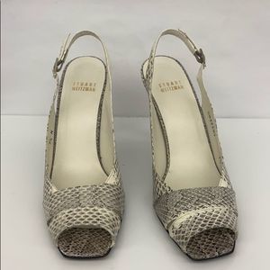 Stuart Weitzman Snakeskin Peep toe Sandals Sz 7.5